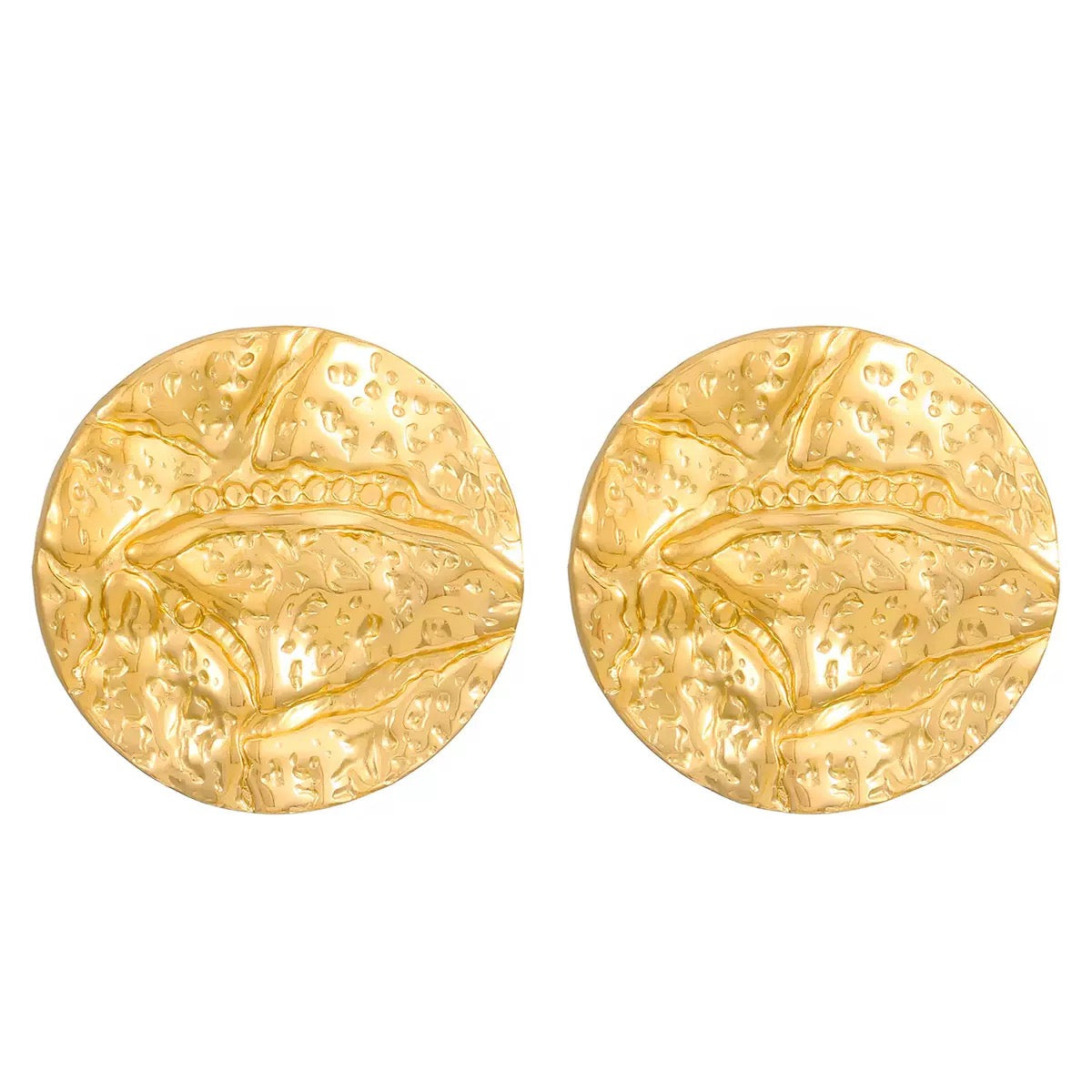 Golden Leaf Disc Earrings
