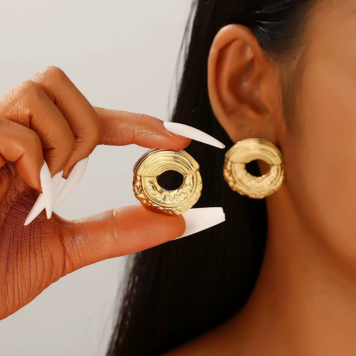Textured Gold Hoop Earrings
