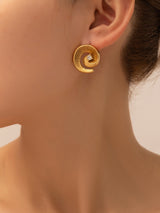 Golden Spiral Stone Earrings