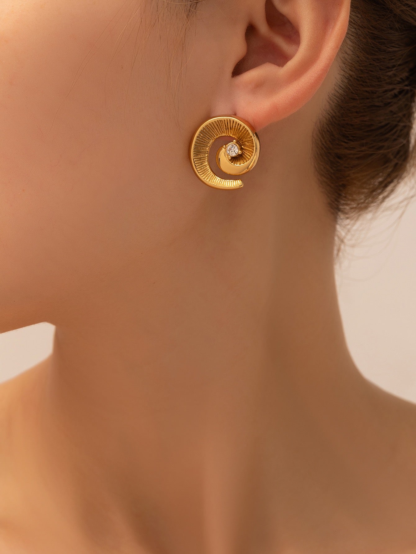 Golden Spiral Stone Earrings