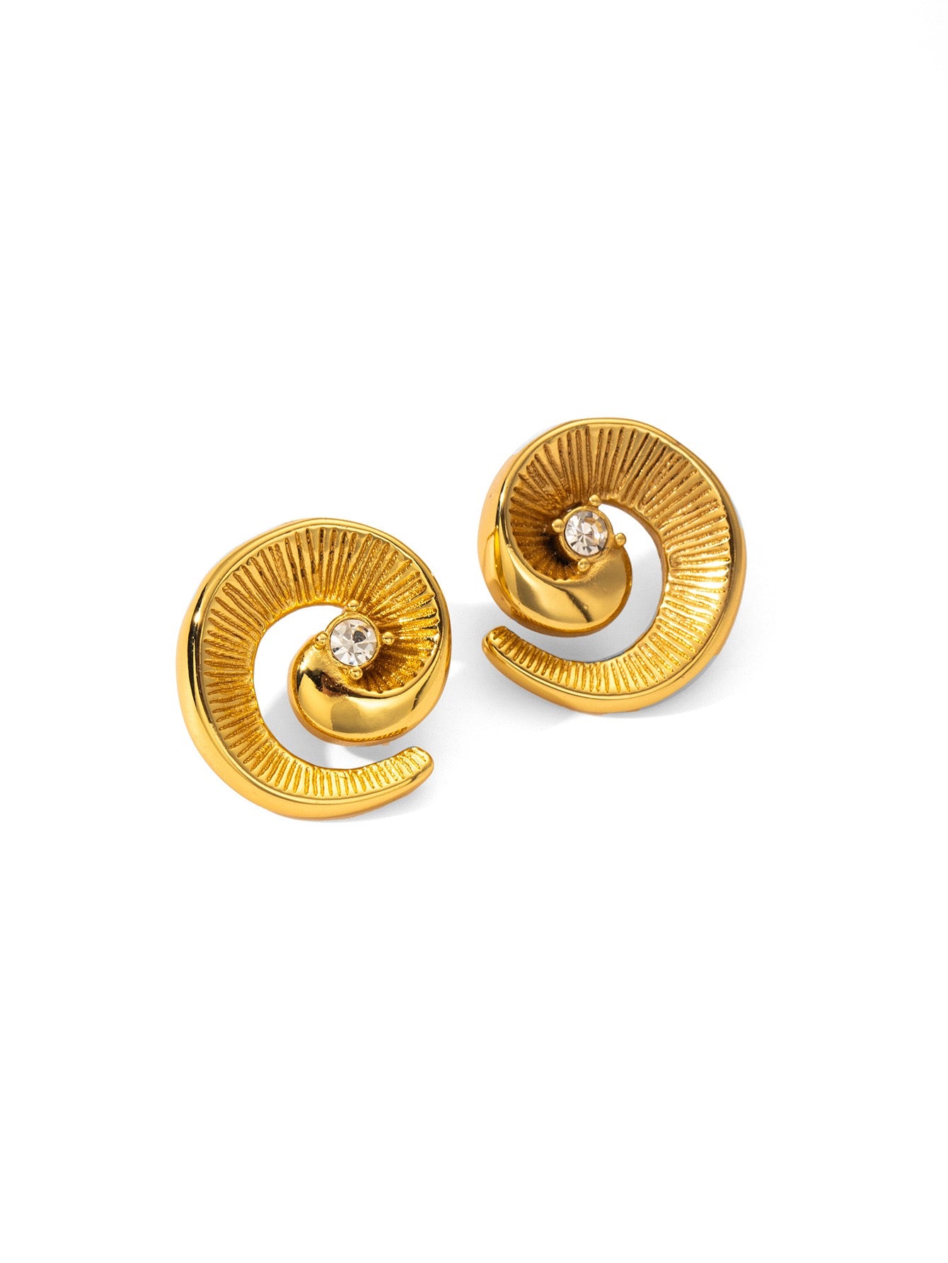 Golden Spiral Stone Earrings