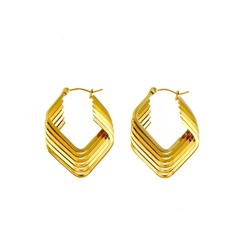 Golden Layered Leaf Earrings