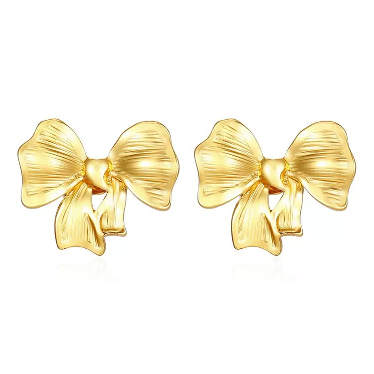 Earring Golden Bow