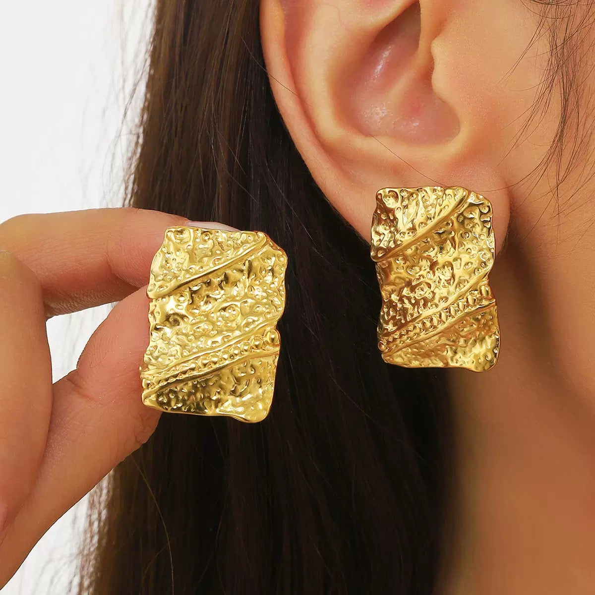 Golden Texture Earrings