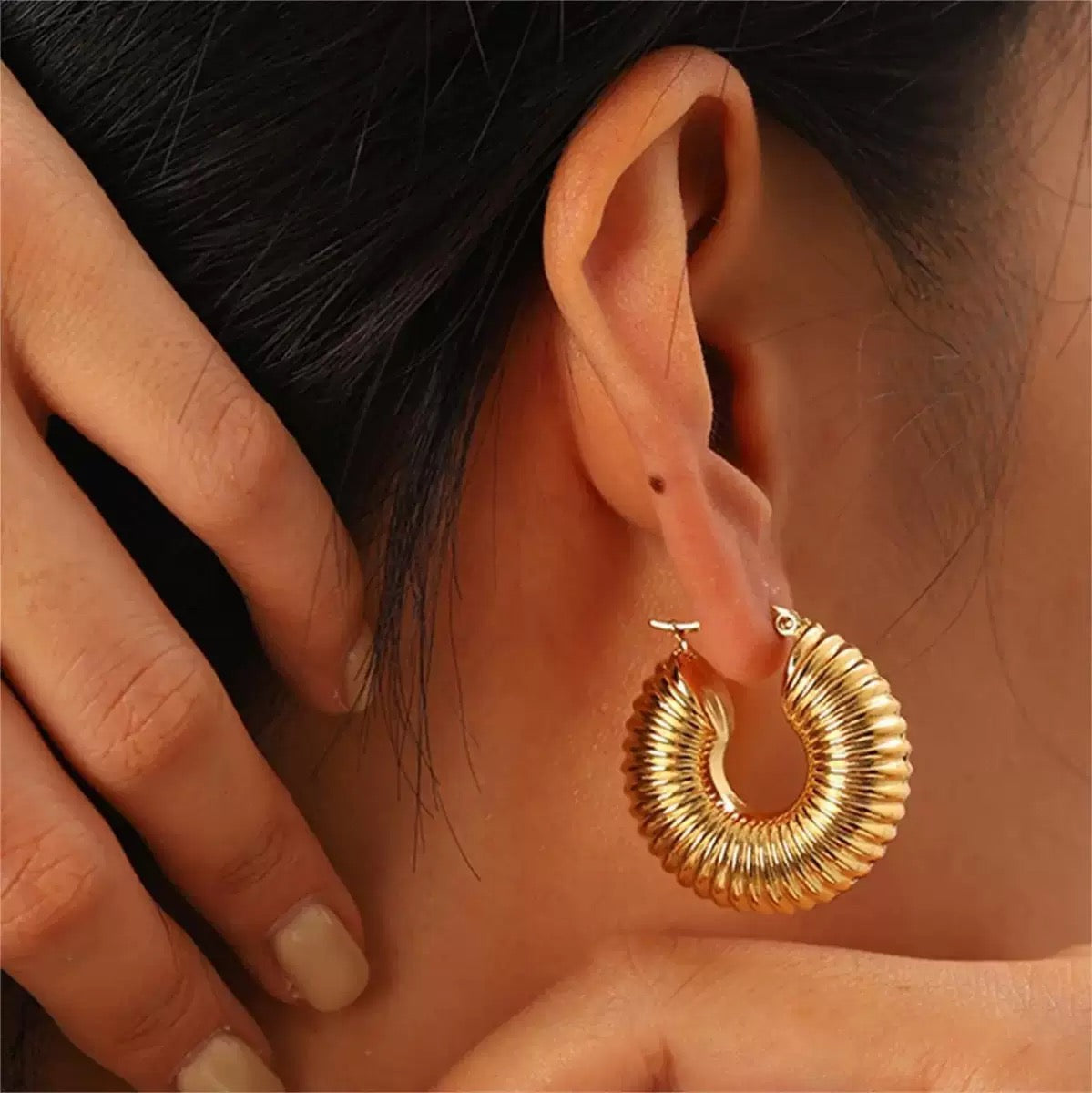 Golden Ripple Hoops