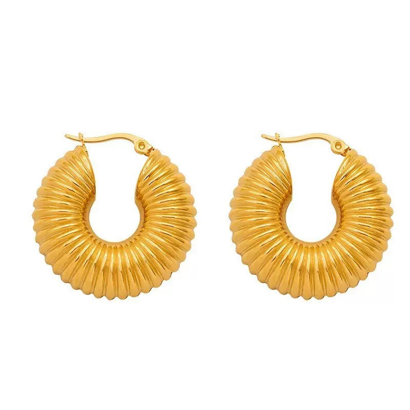 Golden Ripple Hoops