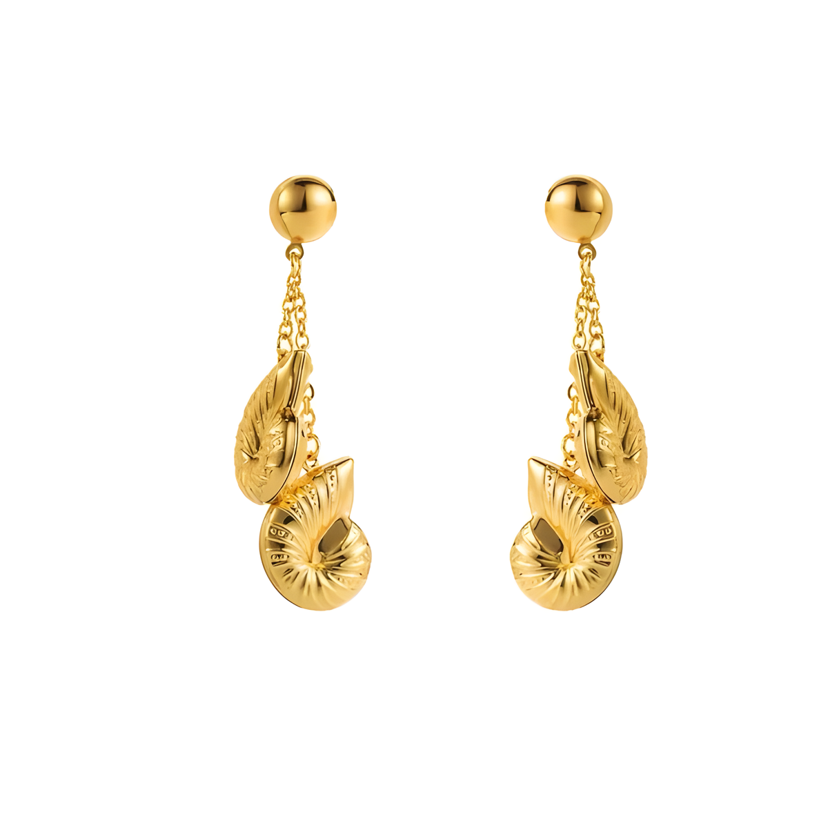 Golden Shell Drop Earring