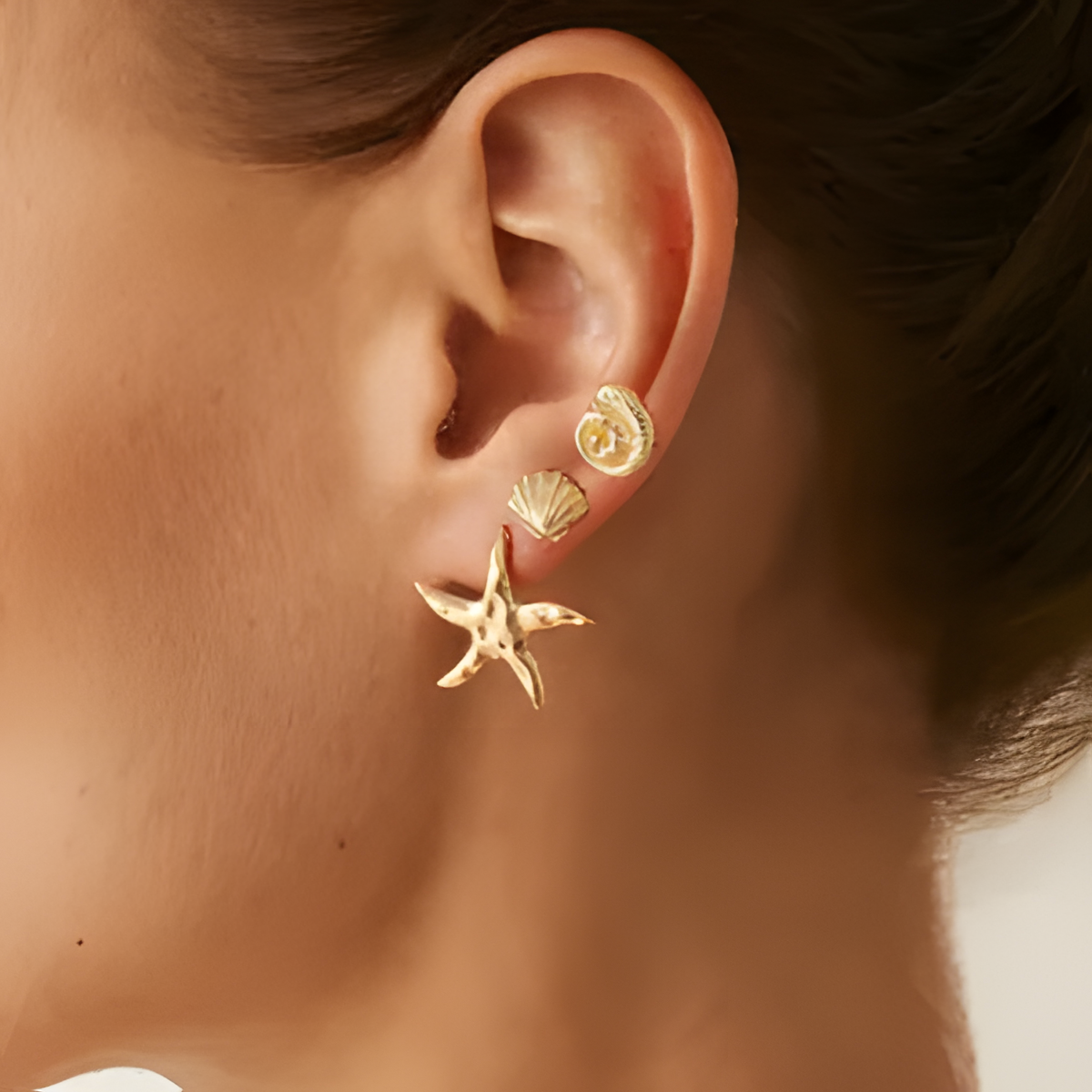 Small Golden Starfish  Earring