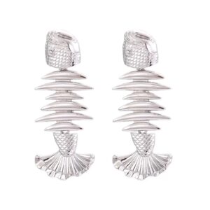 Silver fish earring